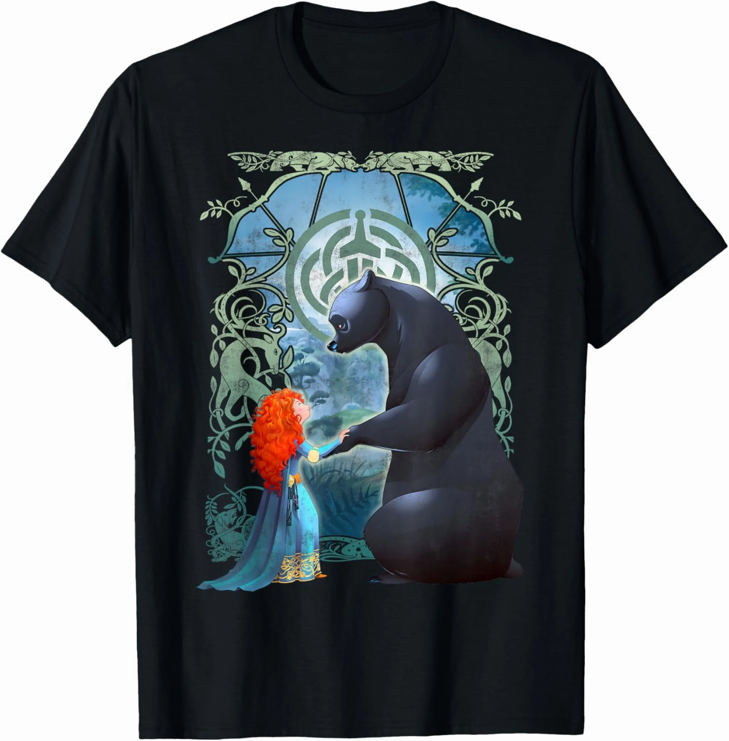 Disney Pixar Brave Merida And Bear Profile Portrait T-Shirt