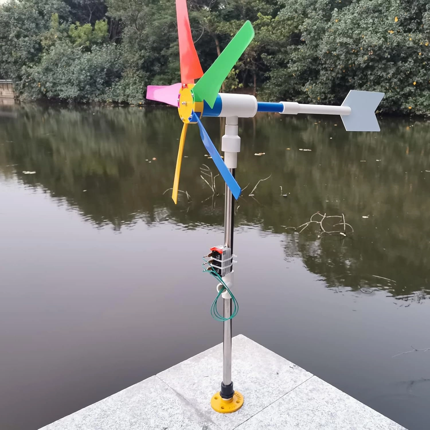 DIY Small Wind Turbine Generator Kit and Light Strip Backyard Decoration Garden Spinner Windmill Decor 18 Inches Diameter