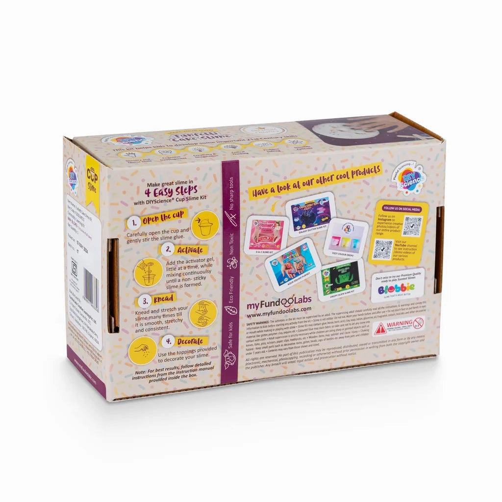 DIYScience Funfetti Cake Slime Kit, Slime Making Kit, 8  Years, Make Thick, Super Glossy and Stretchy Slime, Cake Scented PVA Slime Glue, Activator Gel, Colorful Funfetti Toppings