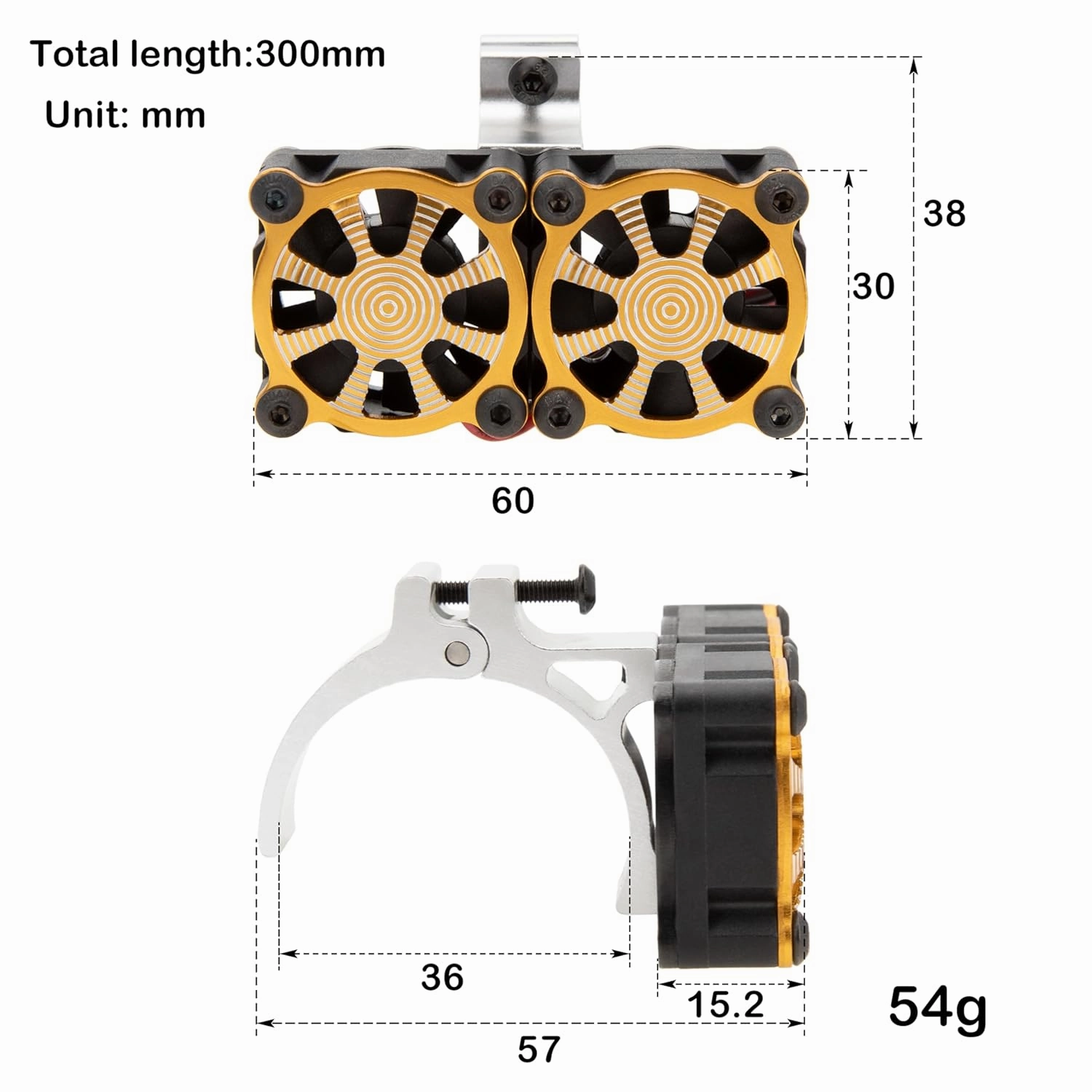 DKKY RC Motor Cooling Fan Heatsink 18000RPM 36mm for ARRMA Axial Traxxas 1/6 1/8 1/10 RC Models with 3650 Motor (Yellow)