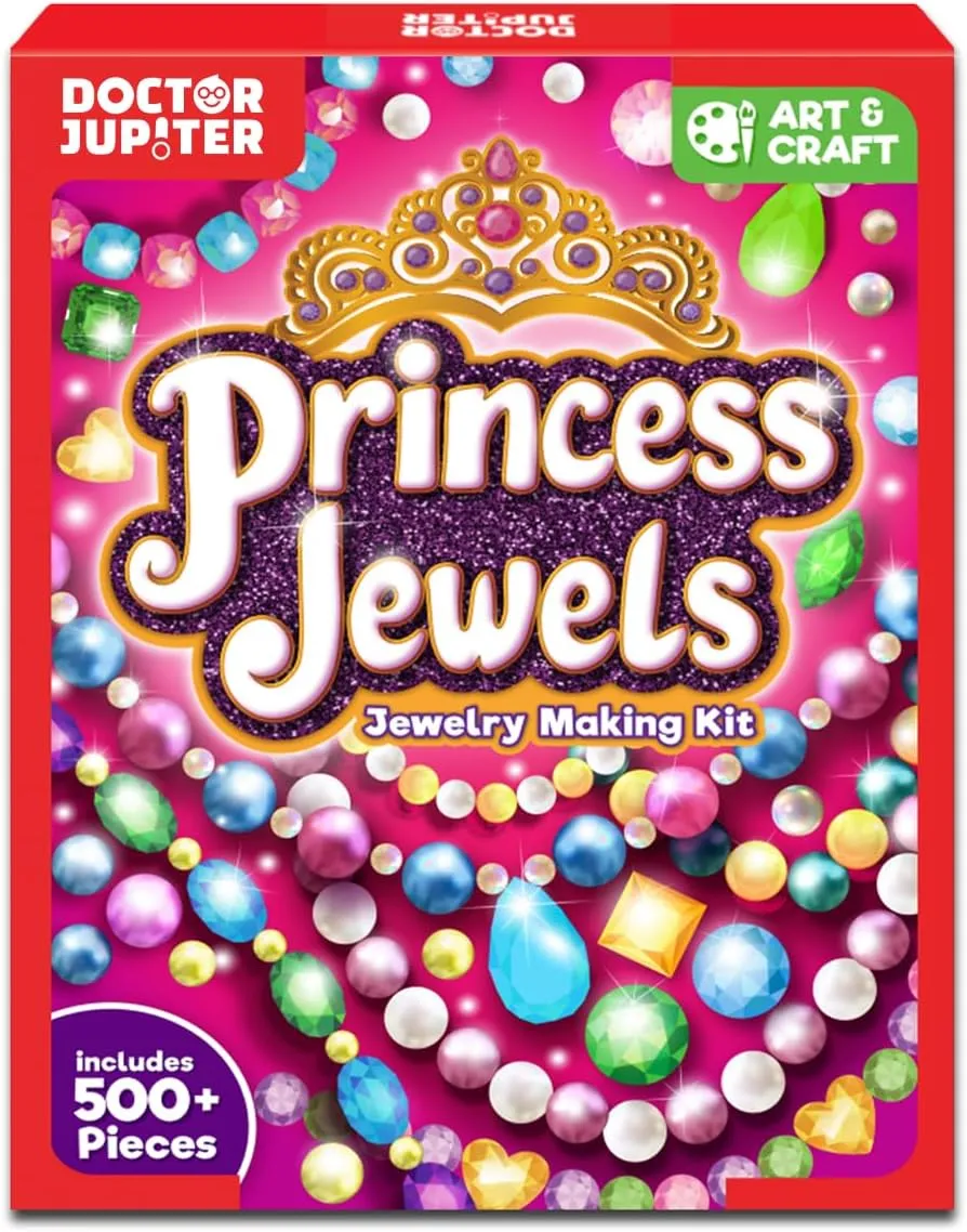 Doctor Jupiter Princess Toys Jewelry Making Kit for Kids Ages 6-12 | Arts & Crafts for 6-12 Year Olds | Charm Bracelets, Necklace Making Kit for Girls | Birthday Gifts