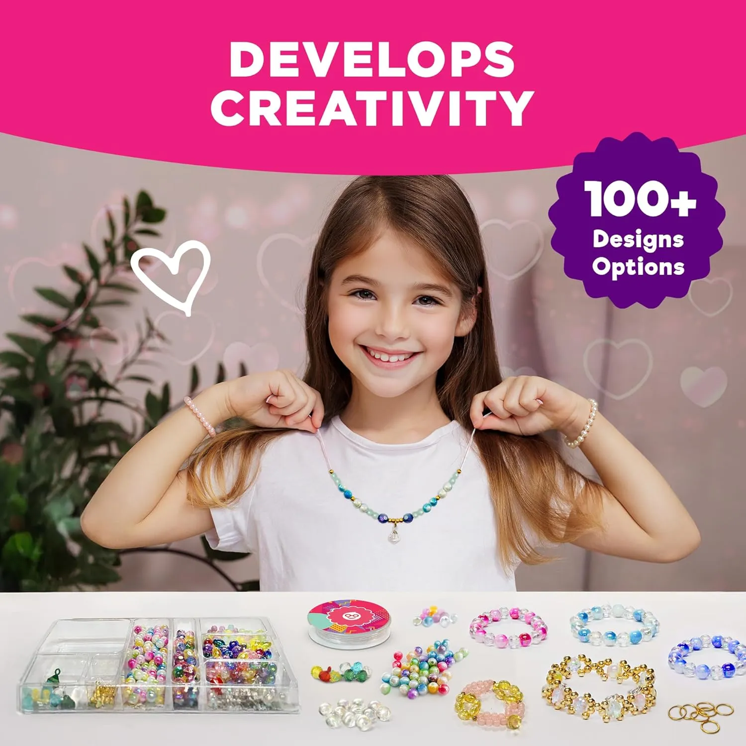 Doctor Jupiter Princess Toys Jewelry Making Kit for Kids Ages 6-12 | Arts & Crafts for 6-12 Year Olds | Charm Bracelets, Necklace Making Kit for Girls | Birthday Gifts