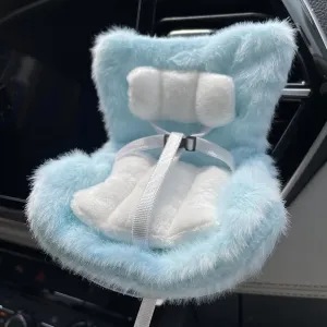 Doll Car Seat with Soft Furry Cushion for 10-17cm Dolls, Clips onto Car Air Vent, Includes Seat Leg for Desktop Display