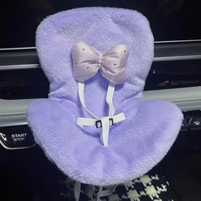 Doll Accessory Doll car seat with Soft Furry Cushion, Suitable for 10-17cm Dolls,for Labubu, can be Clipped onto car Vents, Including seat Legs for Desktop Display (Purple)