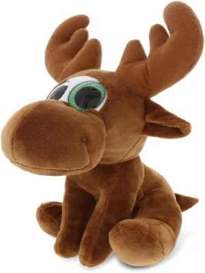 DolliBu Sparkling Big Eye Plush Stuffed Animal Teddy Bear - Cute Soft Woodland Security Toy Pal - Plushie Cuddle Buddy Bedtime Friend - Small Moose