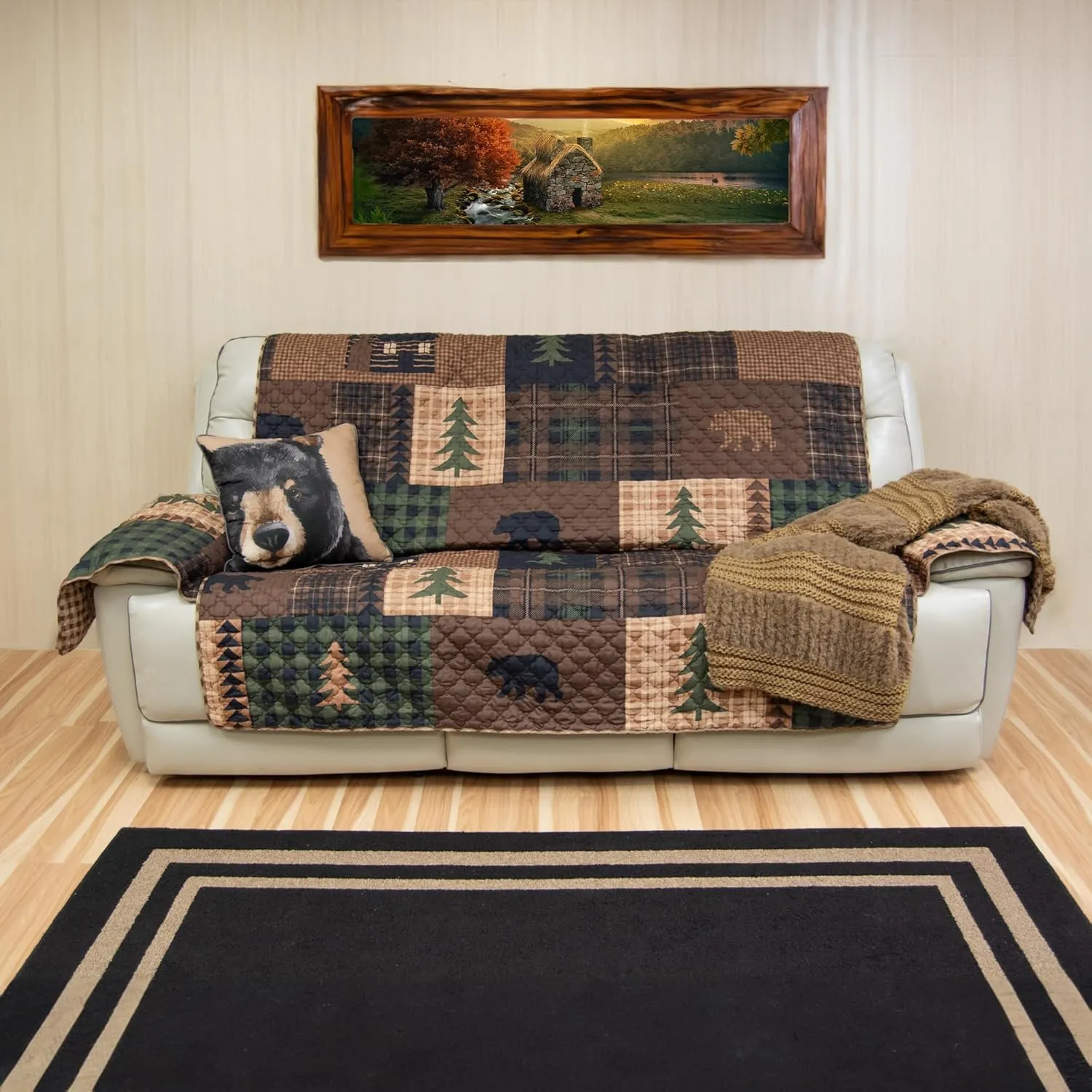 Donna Sharp Brown Bear Cabin Oversize Sofa Cover
