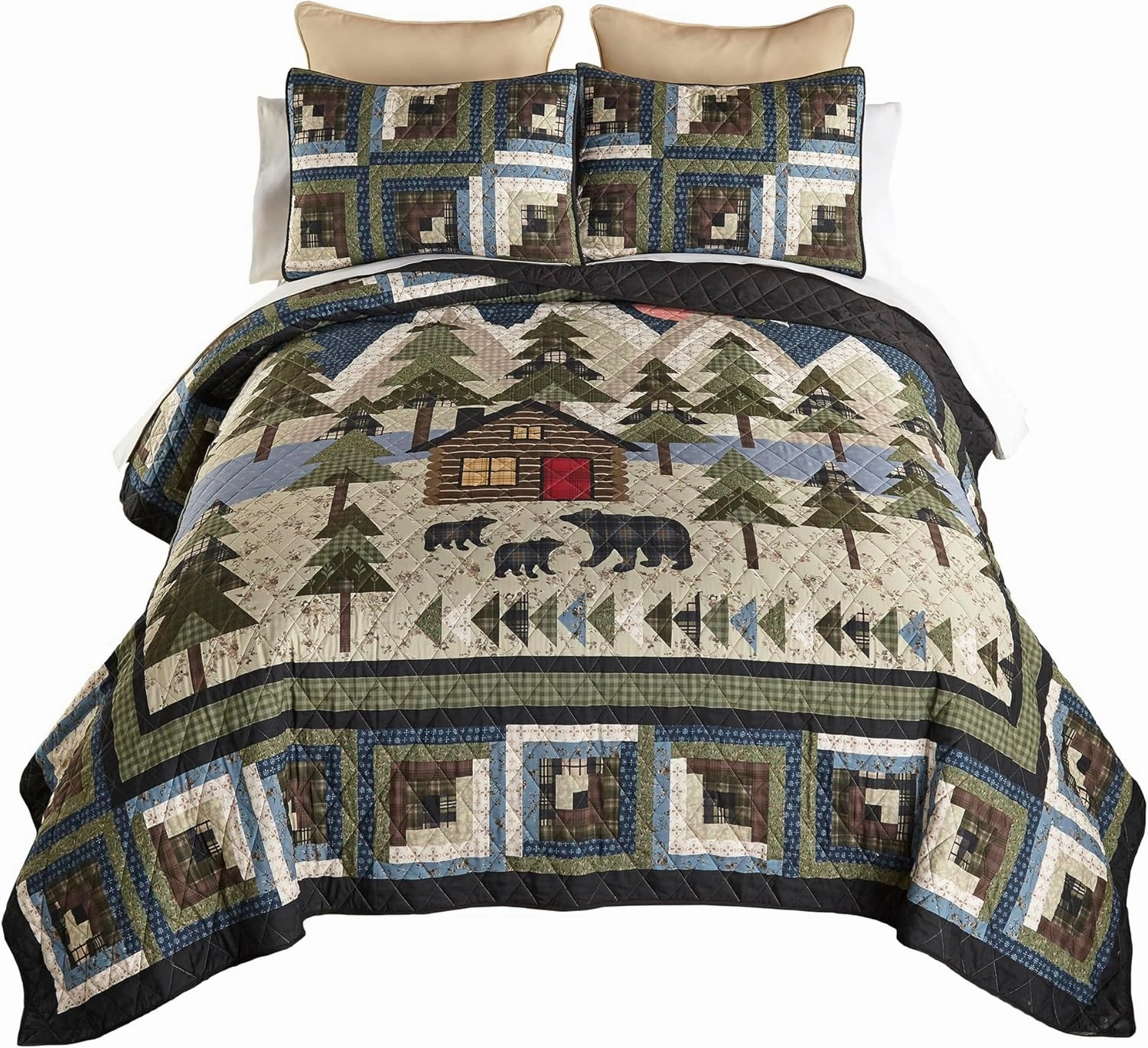 Donna Sharp King Bedding Set - 3 Piece - Forest Hill Lightweight Lodge Quilt Set with King Quilt and Two King Size Pillow Shams - Machine Washable