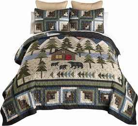 Donna Sharp King Bedding Set - 3 Piece - Forest Hill Lightweight Lodge Quilt Set with King Quilt and Two King Size Pillow Shams - Machine Washable