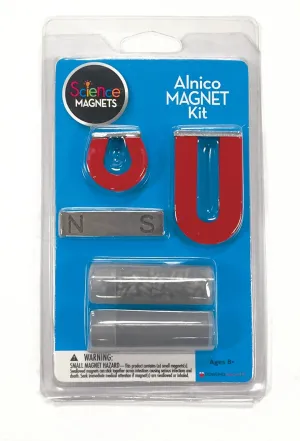 Dowling Magnets Alnico Magnet Science Kit. Magnets for Kids Including 2 Horseshoe Magnets, 1 Bar Magnet, Iron Filings and Iron Shapes for Fun Science Experiments. Item 731009. Ages 8 