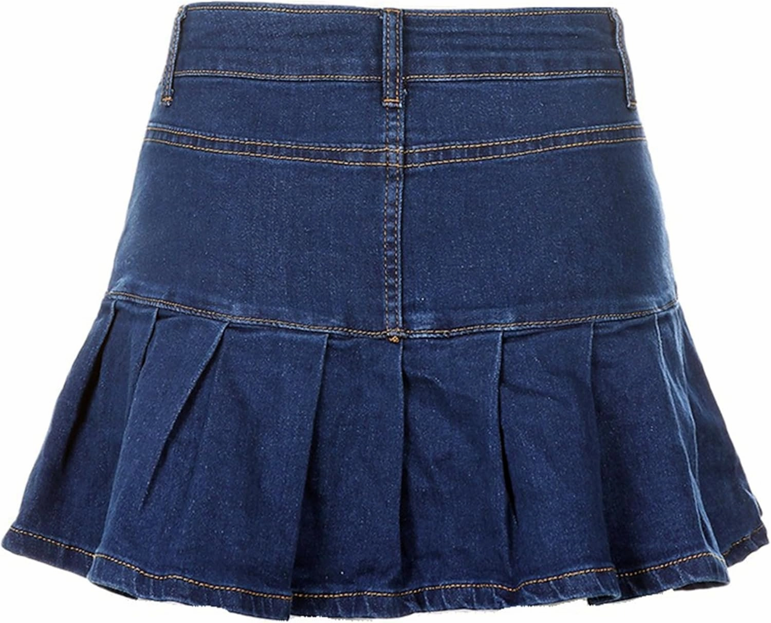 Dqbeng Women's A Line Denim Ruffle Skirt Y2K Pleated Mini Jean Skirts with Pockets