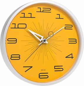 Driini Mid Century Modern Wall Clock (12 Inch) – Silent Non-Ticking Retro Wall Clock for Living Room, Kitchen, or Bathroom MCM Decor – Decorative Wall Clocks Battery Operated (Yellow)