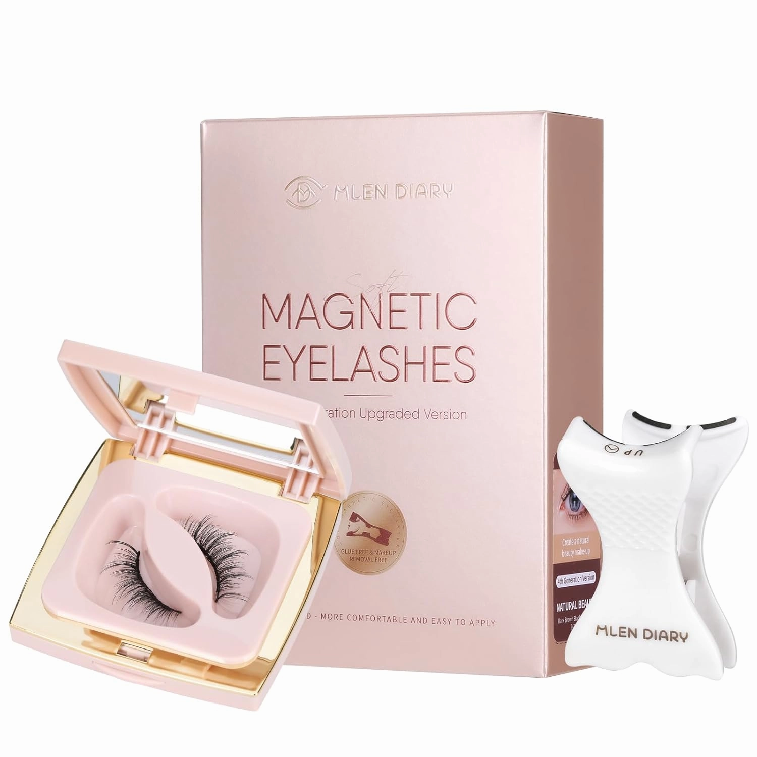 Dual Magnetic Eyelashes, Soft Magnetic Lashes Without Eyeliner, Reusable Lightweight Magnetic False Eyelashes with Applicator for Natural Makeup, No Need Glue