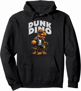 Dunk Dino Funny Basketball Dinosaur Men Women Kids Funny Pullover Hoodie