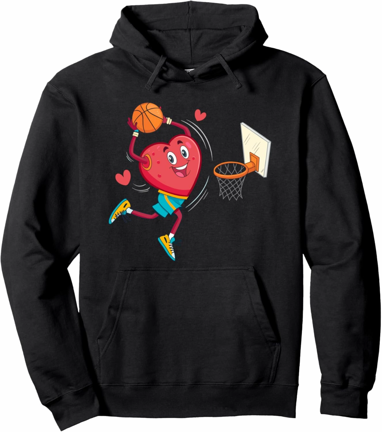 Dunk Heart Basketball Player Dunking Valentines Day Sports Pullover Hoodie