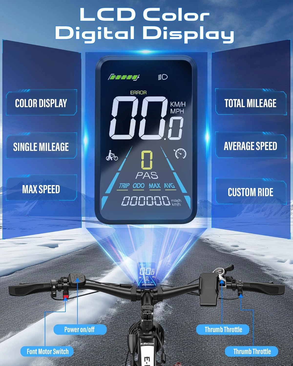 E·Bycco 5000W Peak Dual Motors Electric Bike for Adults, 52V 32Ah Battery up to 100Miles, 40-45MPH Fast Ebike, 24"*4.0 Fat Tire Hydraulic Disc Brake E-Bicycle, Off-Road Mountain Hunting E-Bike for Men