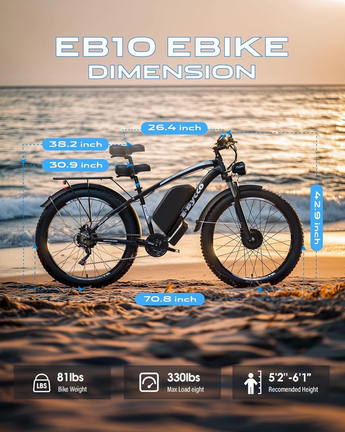 E·Bycco 5000W Peak Dual Motors Electric Bike for Adults, 52V 32Ah Battery up to 100Miles, 40-45MPH Fast Ebike, 24"*4.0 Fat Tire Hydraulic Disc Brake E-Bicycle, Off-Road Mountain Hunting E-Bike for Men