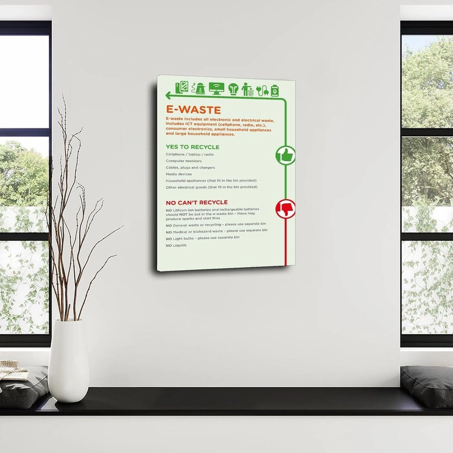 E Waste Recycling Science Environmental Protection Poster (4) Canvas for Bedroom Living Room Decor 24x36inch(60x90cm) Frame-style