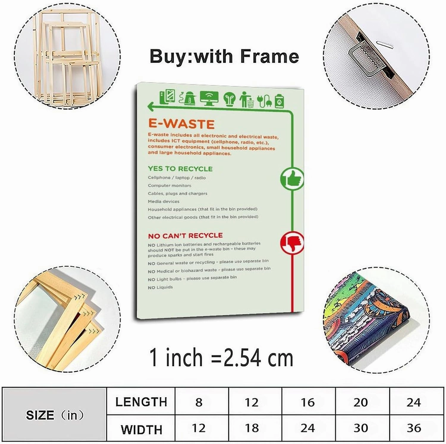 E Waste Recycling Science Environmental Protection Poster (4) Canvas for Bedroom Living Room Decor 24x36inch(60x90cm) Frame-style