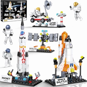 Easter Basket Stuffers Toys for Kids Boys Girls, Interstellar Space Shuttle Toys for 6, 7, 8, 9, 10  Year Old, Rocket Spaceship Building Toy with 4 Astronauts, Easter Hunt Party Favor Gifts, 415 PCS