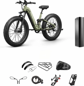 Ebike Battery, Electric Bike for Adults 960W, 48V 20AH Battery Adult Electric Bicycles, 26" Fat Tire Full Suspension Step-Thru Ebike, 28MPH Mountain Ebike, 7 Speed, 80Miles Range