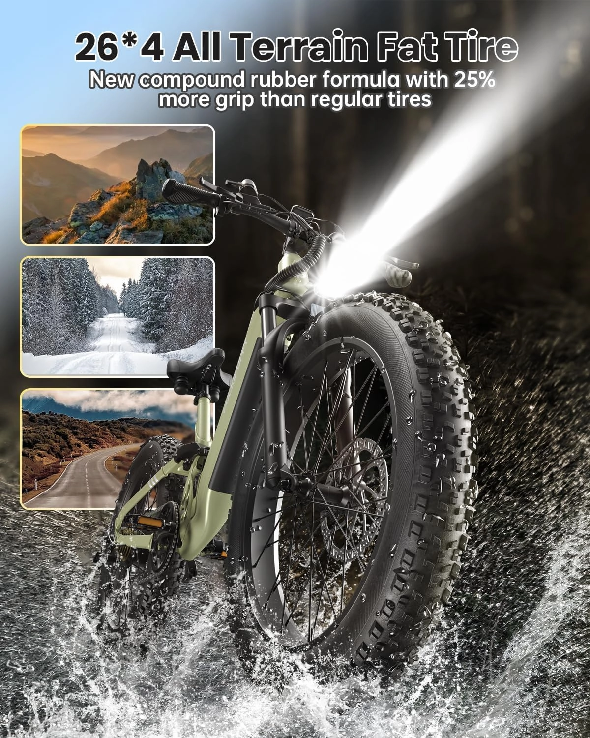 Ebike Battery, Electric Bike for Adults 960W, 48V 20AH Battery Adult Electric Bicycles, 26" Fat Tire Full Suspension Step-Thru Ebike, 28MPH Mountain Ebike, 7 Speed, 80Miles Range