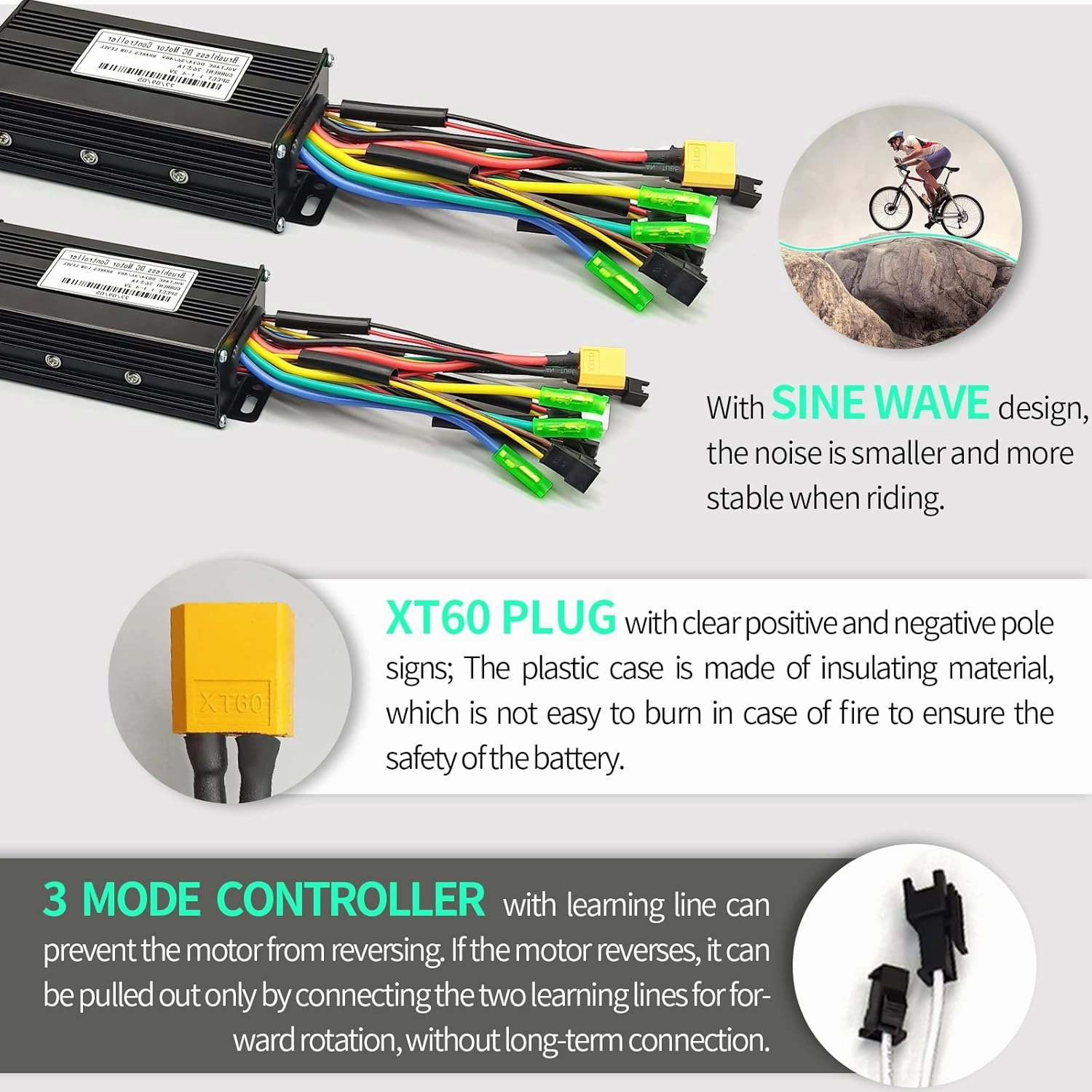 EBike Conversion Kit 1000W, 36V/48V 26A/30A Brushless Controller Mini LCD S866 Display for Electric Bicycle Scooter Mountain Bike Parts