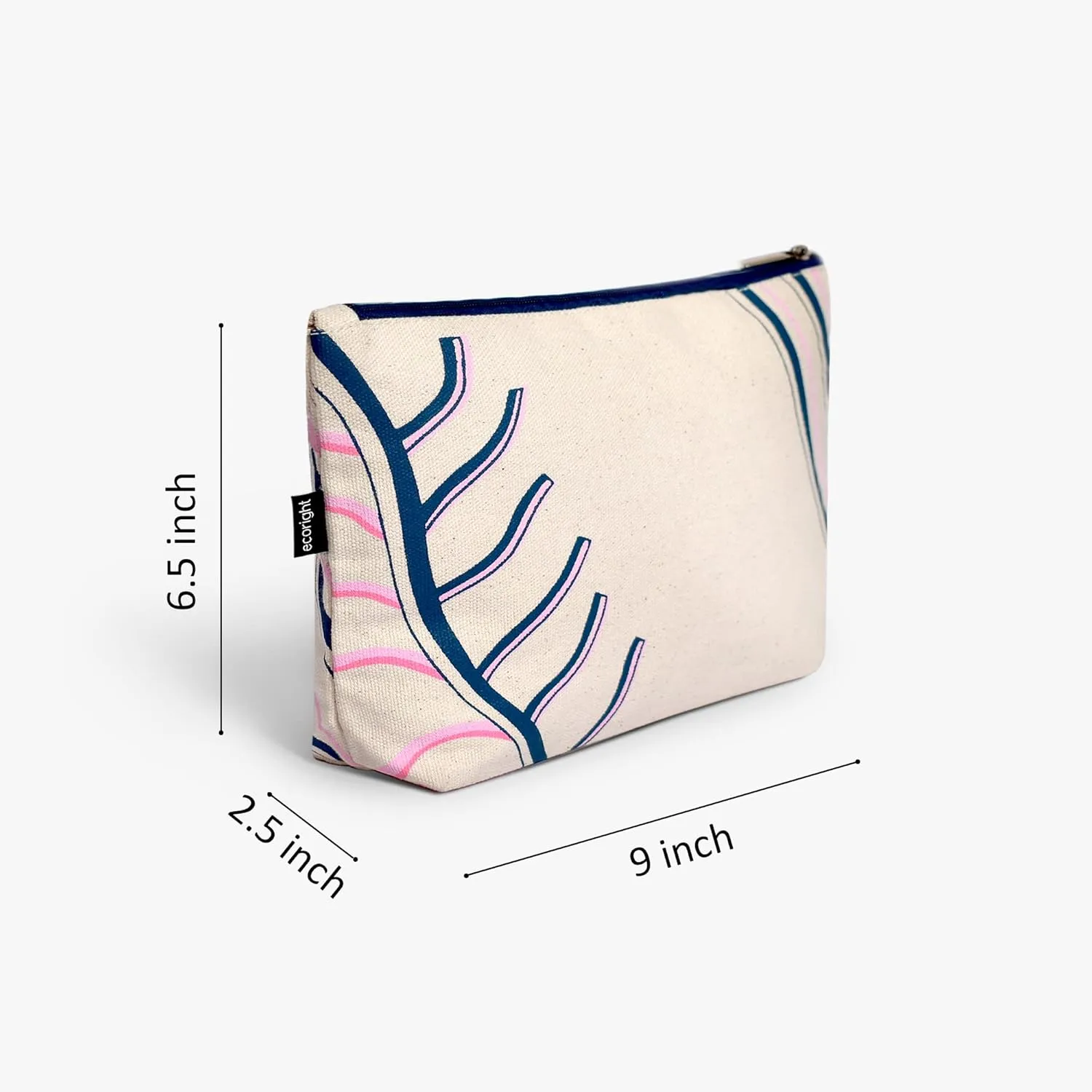 Eco Right Canvas Cosmetic Bag: Travel Makeup Pouch For Women & Girls, Zipper Purse Organizer, Stylish Canvas Cotton Aesthetic, Large Capacity, Toiletry Storage, Purse-friendly