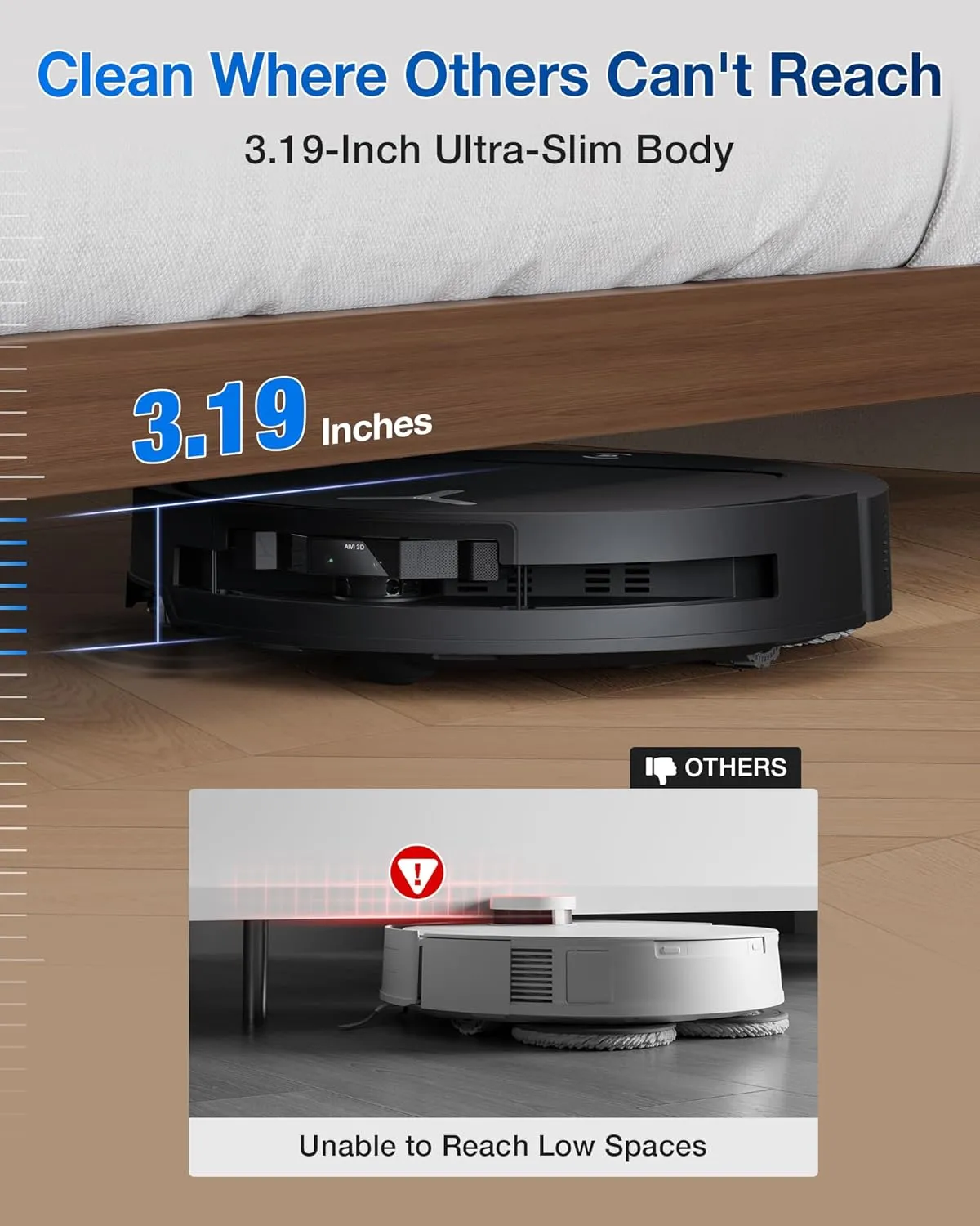 ECOVACS DEEBOT T50 PRO Omni Robot Vacuum and Mop, 3.19” Ultra-Slim, 15,000Pa Suction, ZeroTangle 2.0, TruEdge Edge Cleaning, AIVI 3D Obstacle Avoidance, Auto Mop Wash & Dry, Self-Emptying