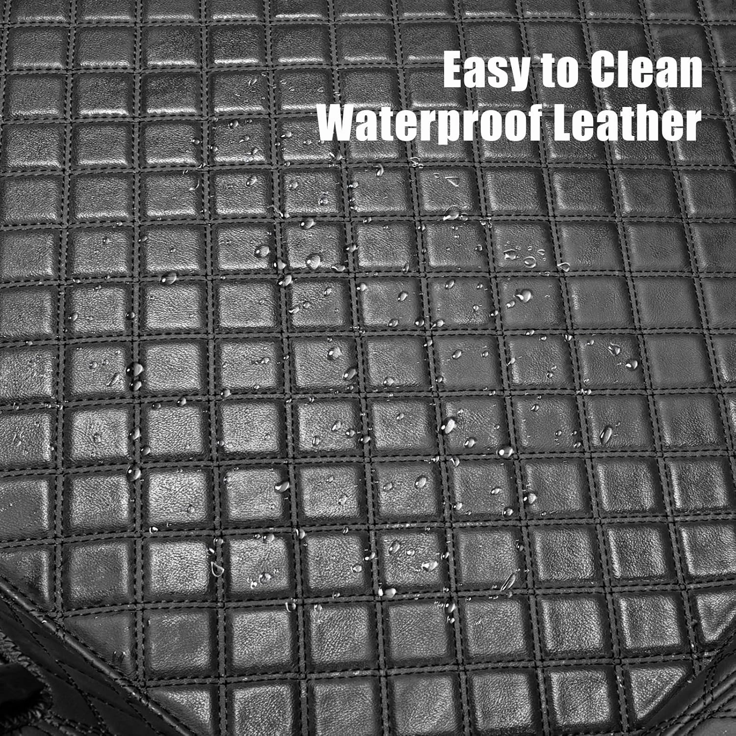 EKR Customized Car Floor Mat for 95% Sedans/Sports Cars/SUVs, Full Coverage Leather Car Floor Mats, Non-Slip Personalized Floor Mats(Black Diamond Pattern)