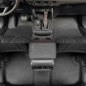 EKR Customized Car Floor Mat for 95% Sedans/Sports Cars/SUVs, Full Coverage Leather Car Floor Mats, Non-Slip Personalized Floor Mats(Black Diamond Pattern)