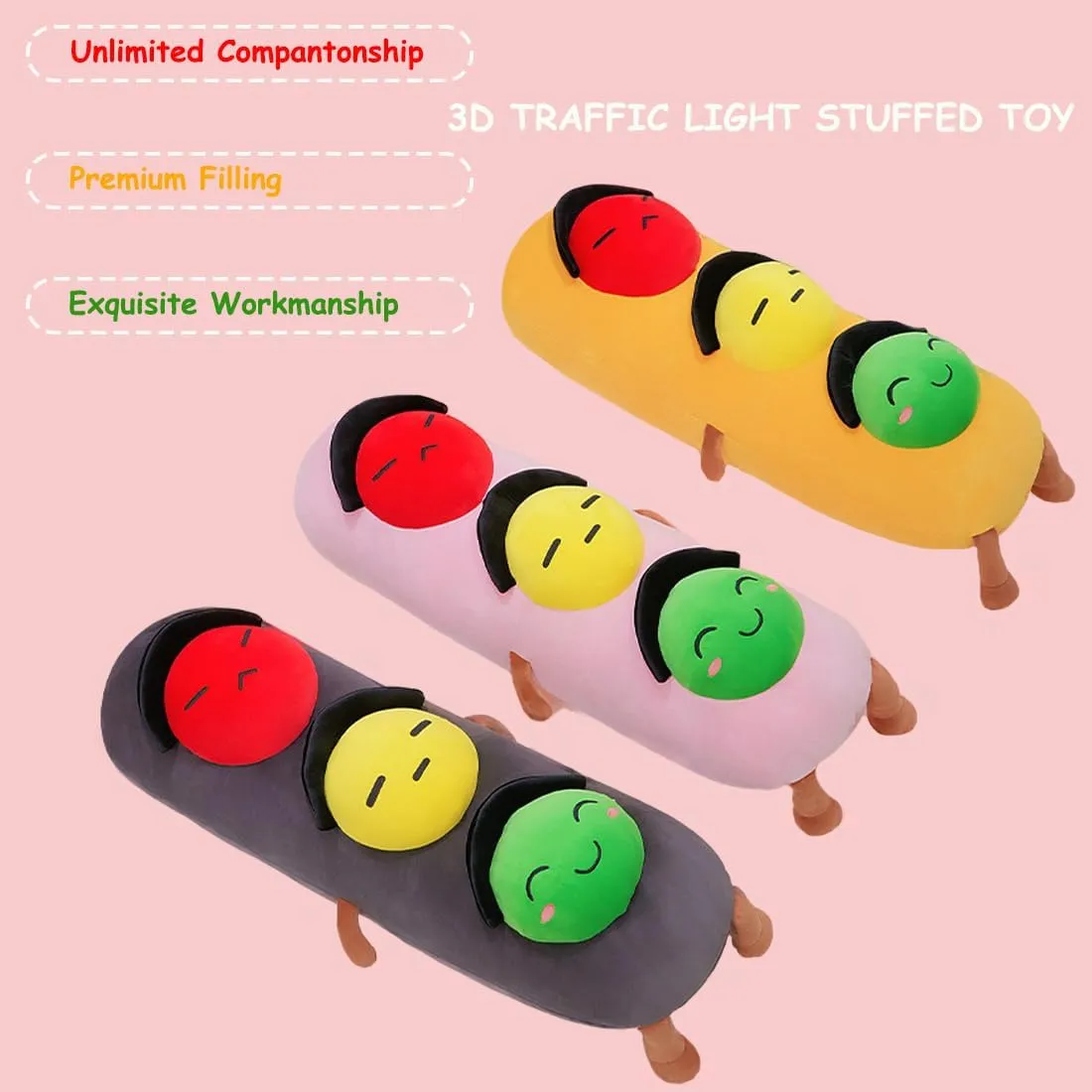 ELAINREN 3D Traffic Light Signs Plush Toy Multicoloured Simulation Road Light Stuffed Soft Pillow Safety Traffic Maker Crosswalk Signal Model Plushie Education Gifts/23.6''