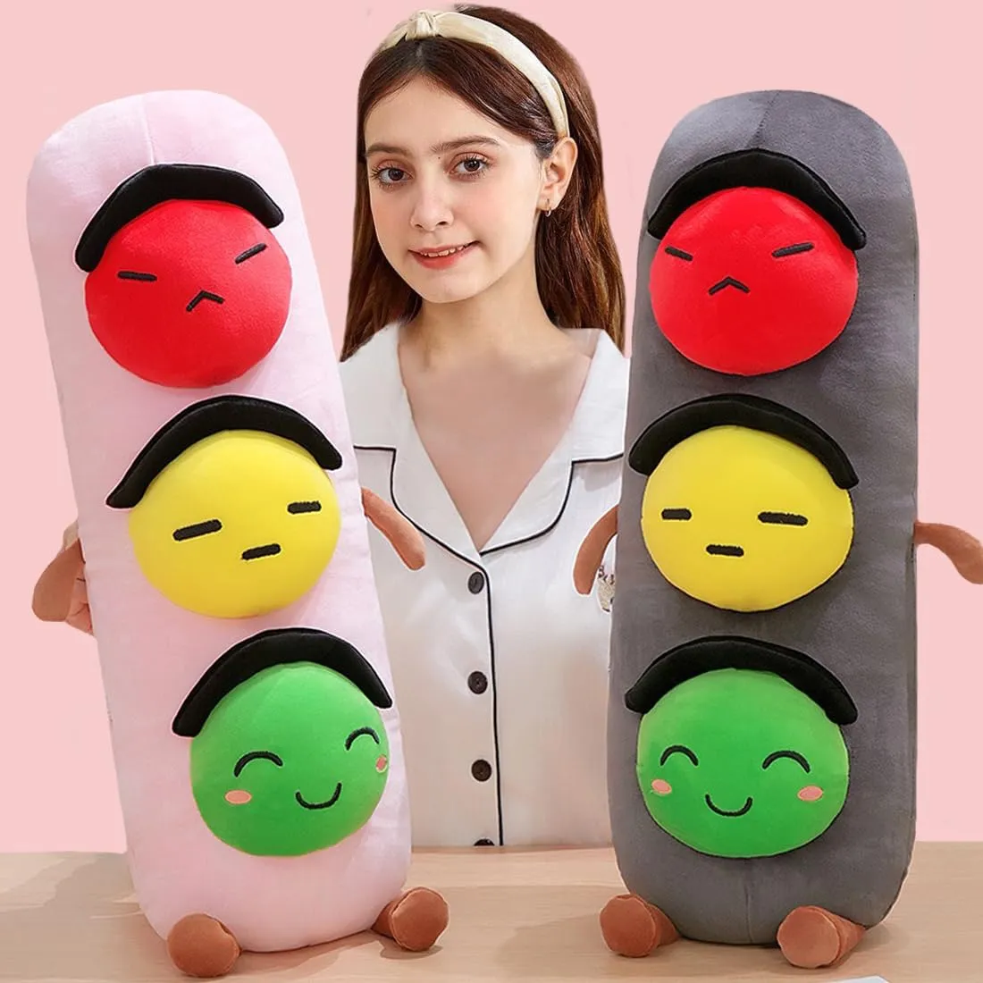 ELAINREN 3D Traffic Light Signs Plush Toy Multicoloured Simulation Road Light Stuffed Soft Pillow Safety Traffic Maker Crosswalk Signal Model Plushie Education Gifts/23.6''