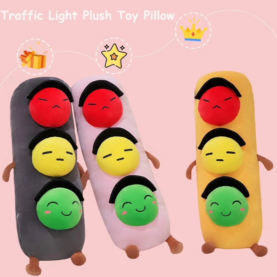ELAINREN 3D Traffic Light Signs Plush Toy Multicoloured Simulation Road Light Stuffed Soft Pillow Safety Traffic Maker Crosswalk Signal Model Plushie Education Gifts/23.6''