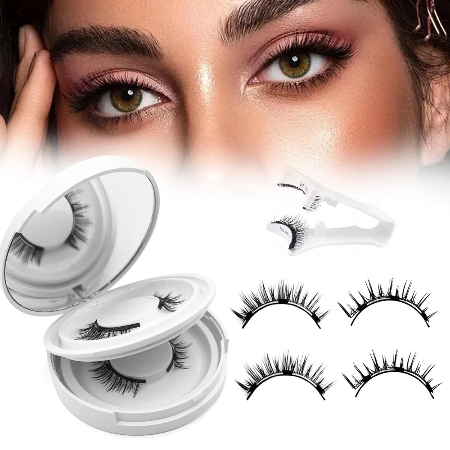 Elara Craft Magnetic Eyelashes,Magnetic Eyelashes with Applicator Natural Look,Reusable Soft Lashes Kit No Glue Needed(02 04)