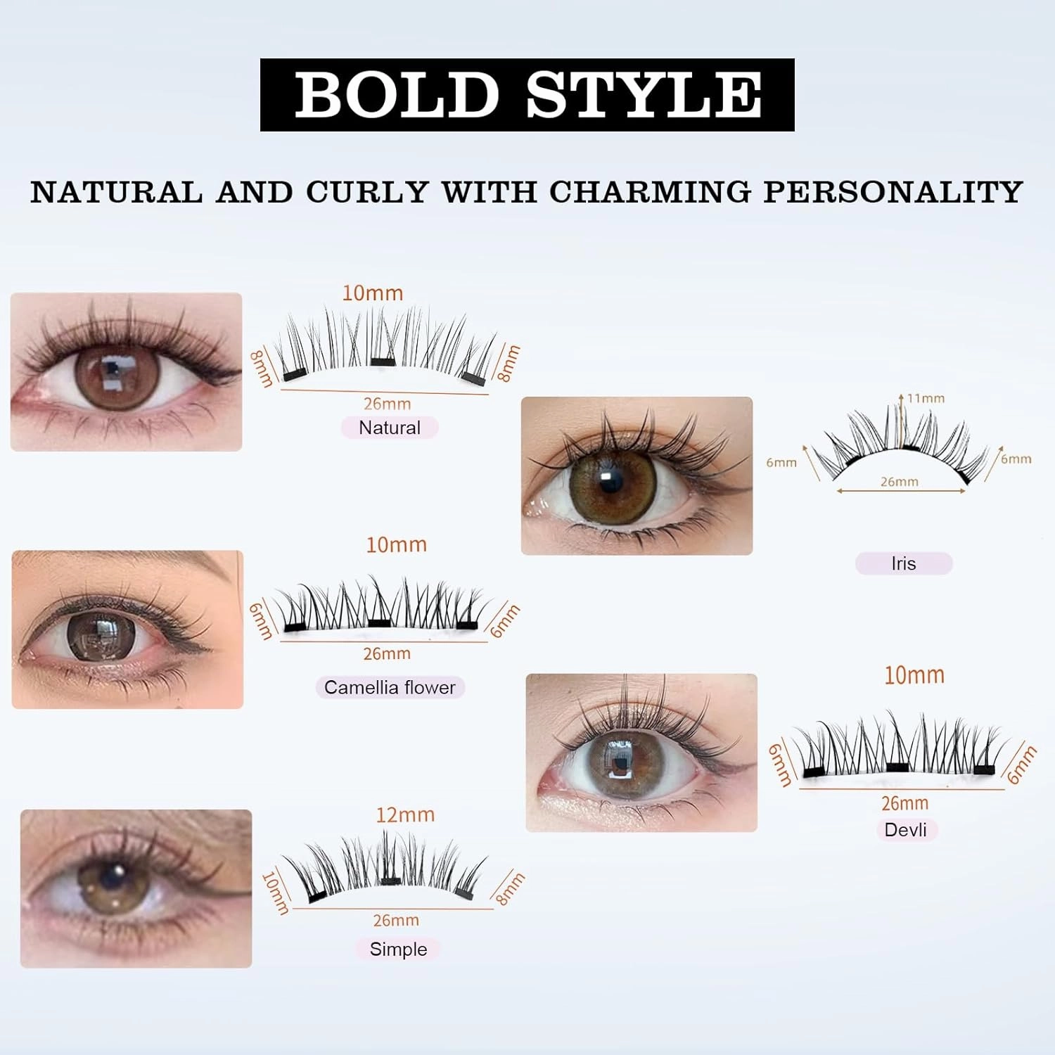Elara Craft Magnetic Eyelashes,Magnetic Eyelashes with Applicator,2025 Upgraded Magnet Lashes Natural Look,Reusable Soft Lashes Kit No Glue Needed(02 03 06)