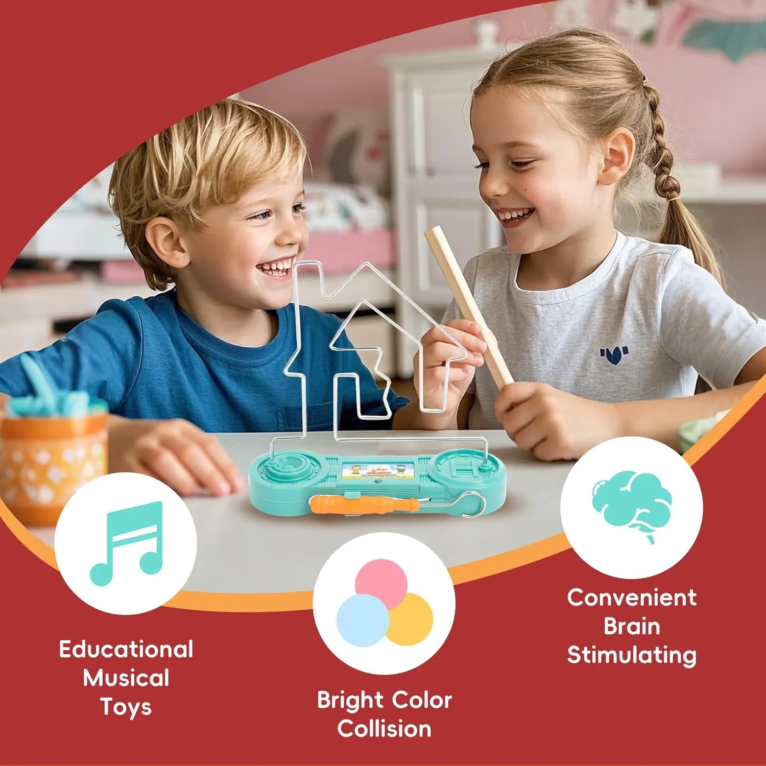 Electric Touch Maze Game, Convenient Brain Stimulating Bright Color Collision Maze Toy Intellectual Development Toys Electric Shock Maze Game (Green Difficult)