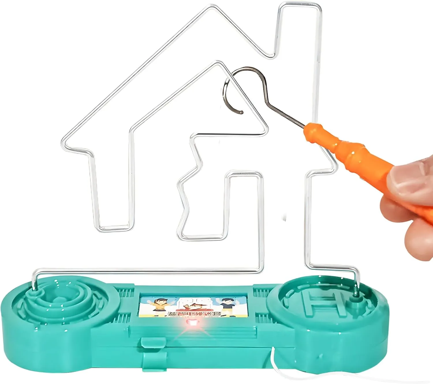 Electric Touch Maze Game, Convenient Brain Stimulating Bright Color Collision Maze Toy Intellectual Development Toys Electric Shock Maze Game (Green Difficult)