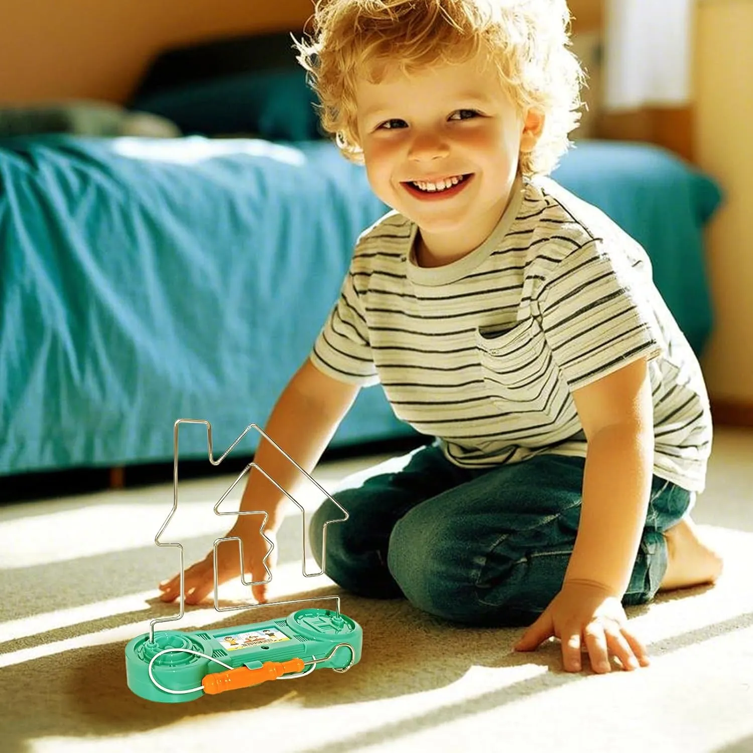 Electric Touch Maze Game, Convenient Brain Stimulating Bright Color Collision Maze Toy Intellectual Development Toys Electric Shock Maze Game (Green Difficult)