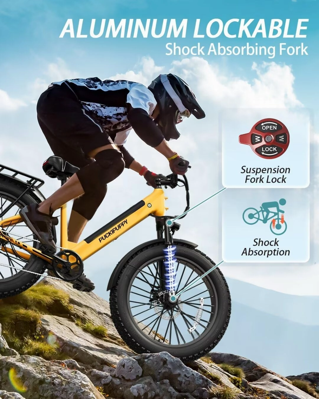 Electric Bike for Adults 960W Peak, 48V 15AH Removable Battery Electric Bicycle, 28MPH Commuter E-Bike, 7 Speed, Up to 60 Miles,All Terrain 26" Fat Tire Front Suspension, Samoyed