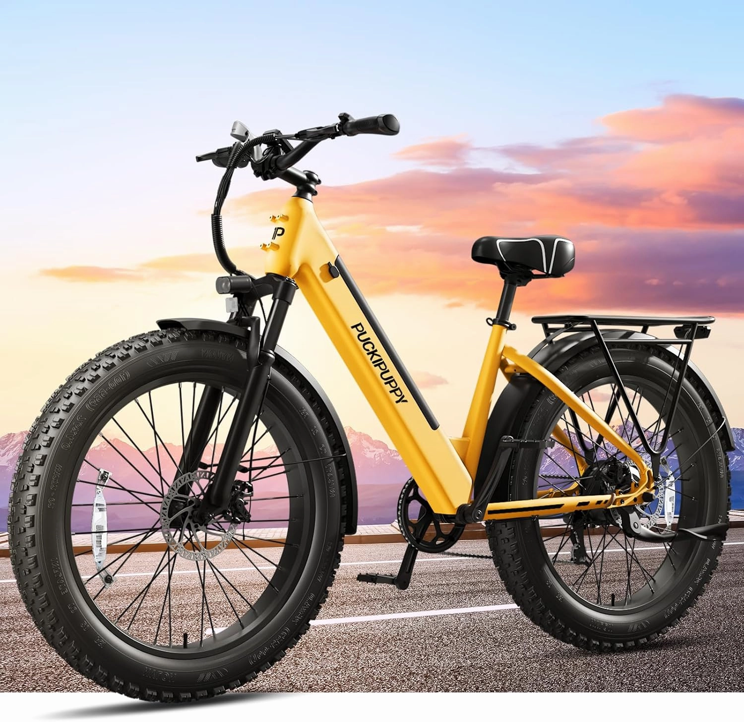 Electric Bike for Adults 960W Peak, 48V 15AH Removable Battery Electric Bicycle, 28MPH Commuter E-Bike, 7 Speed, Up to 60 Miles,All Terrain 26" Fat Tire Front Suspension, Samoyed