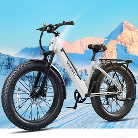 Electric Bike for Adults 960W Peak, 48V 15AH Removable Battery Electric Bicycle, 28MPH Commuter E-Bike, 7 Speed, Up to 60 Miles,All Terrain 26" Fat Tire Front Suspension, Samoyed
