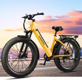 Electric Bike for Adults 960W Peak, 48V 15AH Removable Battery Electric Bicycle, 28MPH Commuter E-Bike, 7 Speed, Up to 60 Miles,All Terrain 26" Fat Tire Front Suspension, Samoyed