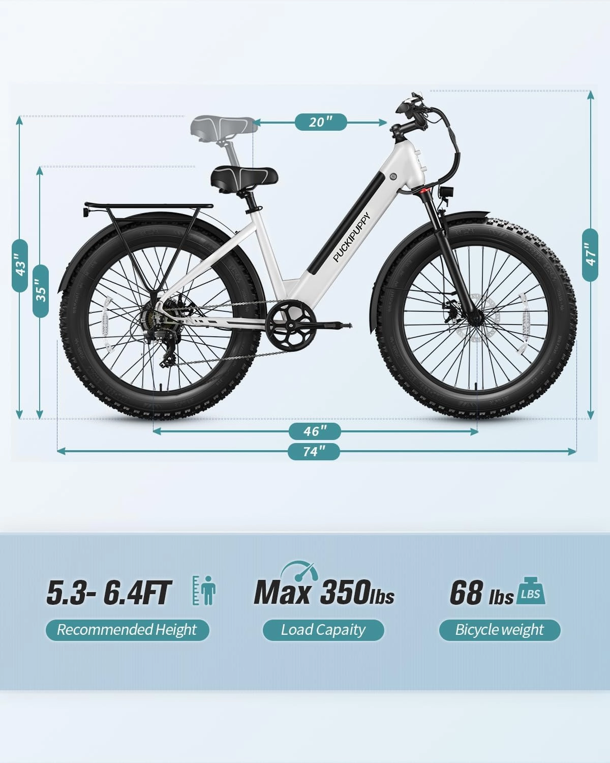 Electric Bike for Adults 960W Peak, 48V 15AH Removable Battery Electric Bicycle, 28MPH Commuter E-Bike, 7 Speed, Up to 60 Miles,All Terrain 26" Fat Tire Front Suspension, Samoyed