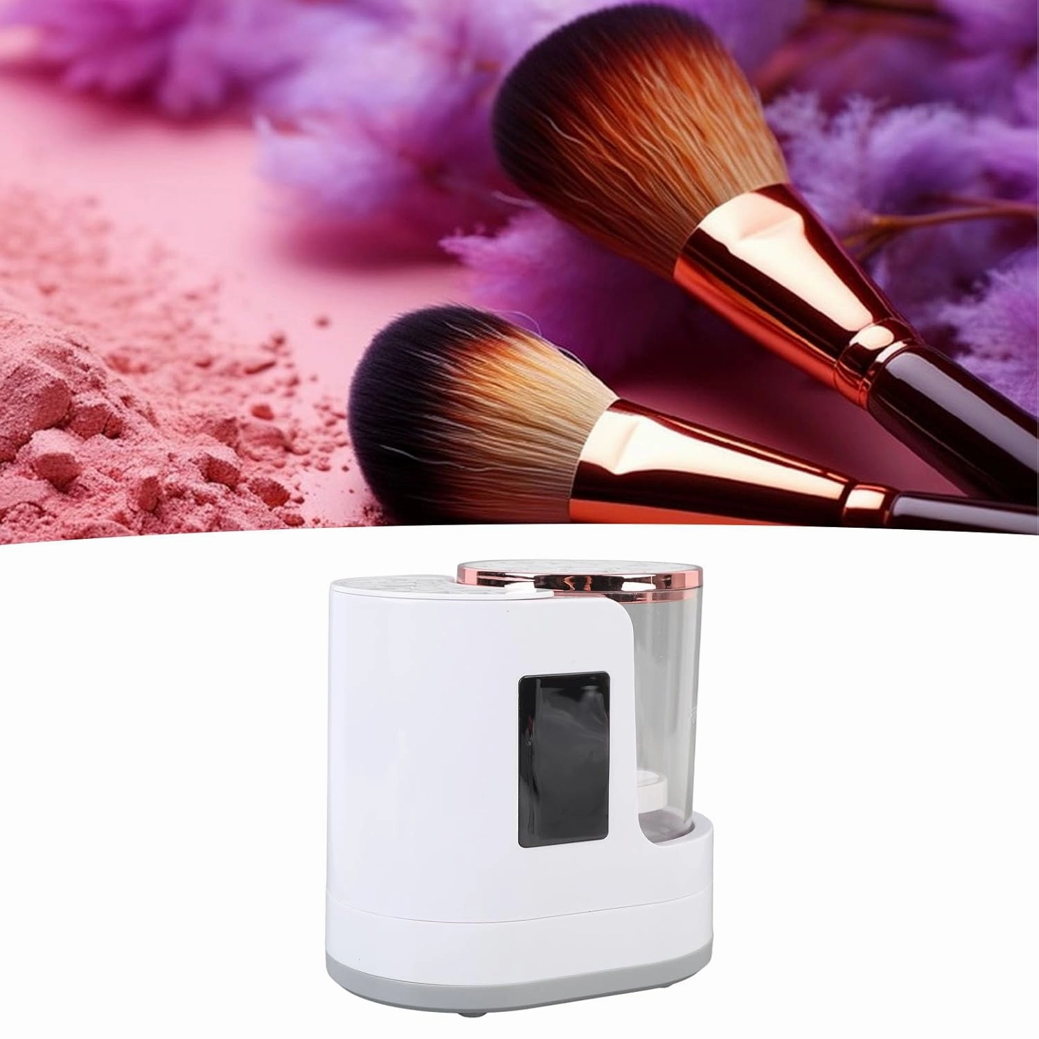 Electric Makeup Brush Cleaner Dryer Portable Automatic USB Cosmetic Brushes Cleaner Makeup Brush Machine for Home Travel ABS 17x17cm (US Plug)