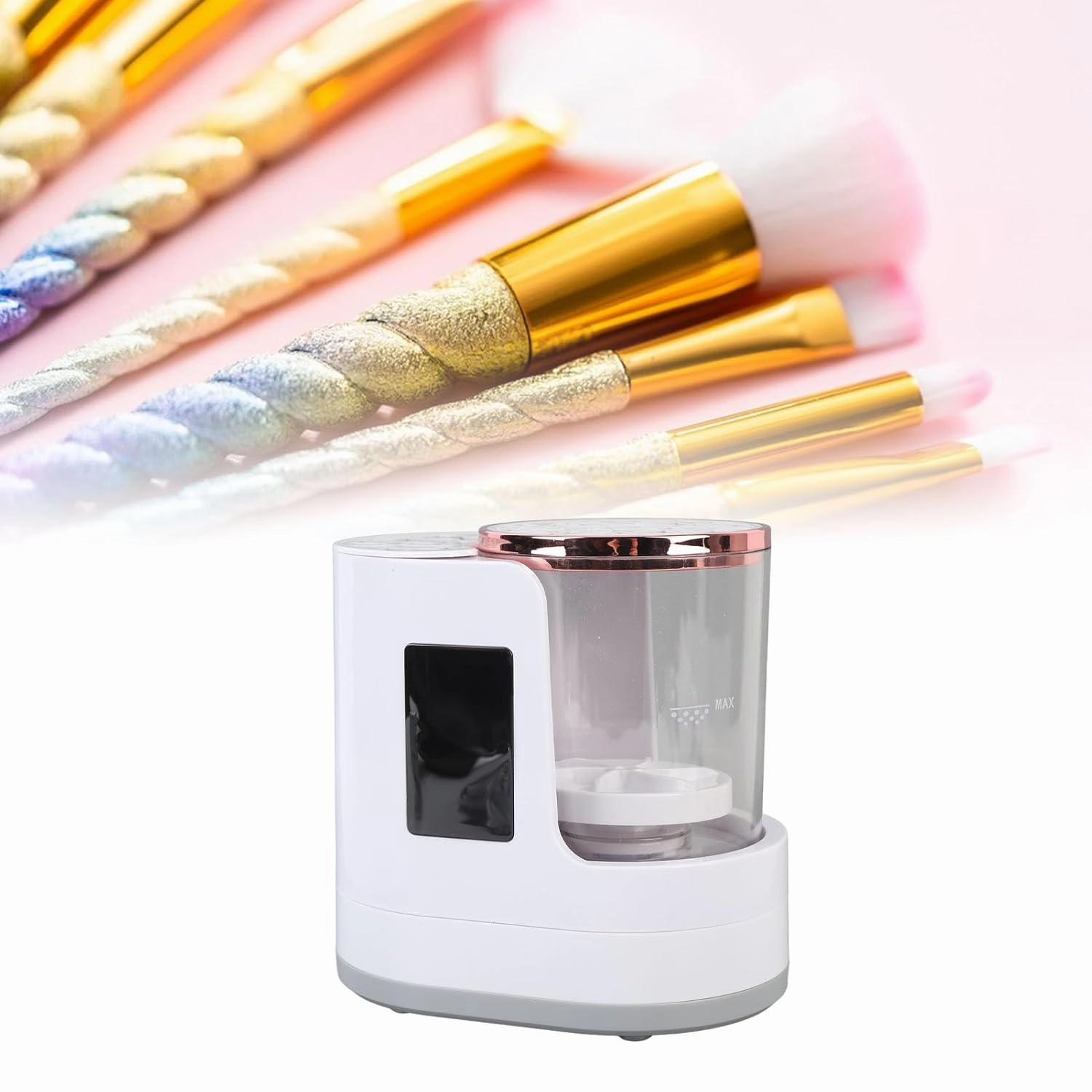 Electric Makeup Brush Cleaner Dryer Portable Automatic USB Cosmetic Brushes Cleaner Makeup Brush Machine for Home Travel ABS 17x17cm (US Plug)
