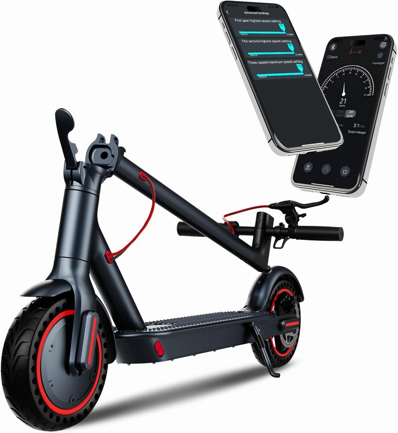 Electric Scooter, Powerful 500W/1500W Peak Motor, Max 21/28/35Miles Long Range, Top Speed 15/21/25MPH, 8.5" /10'' Tires, E Scooter for Adults and Teens