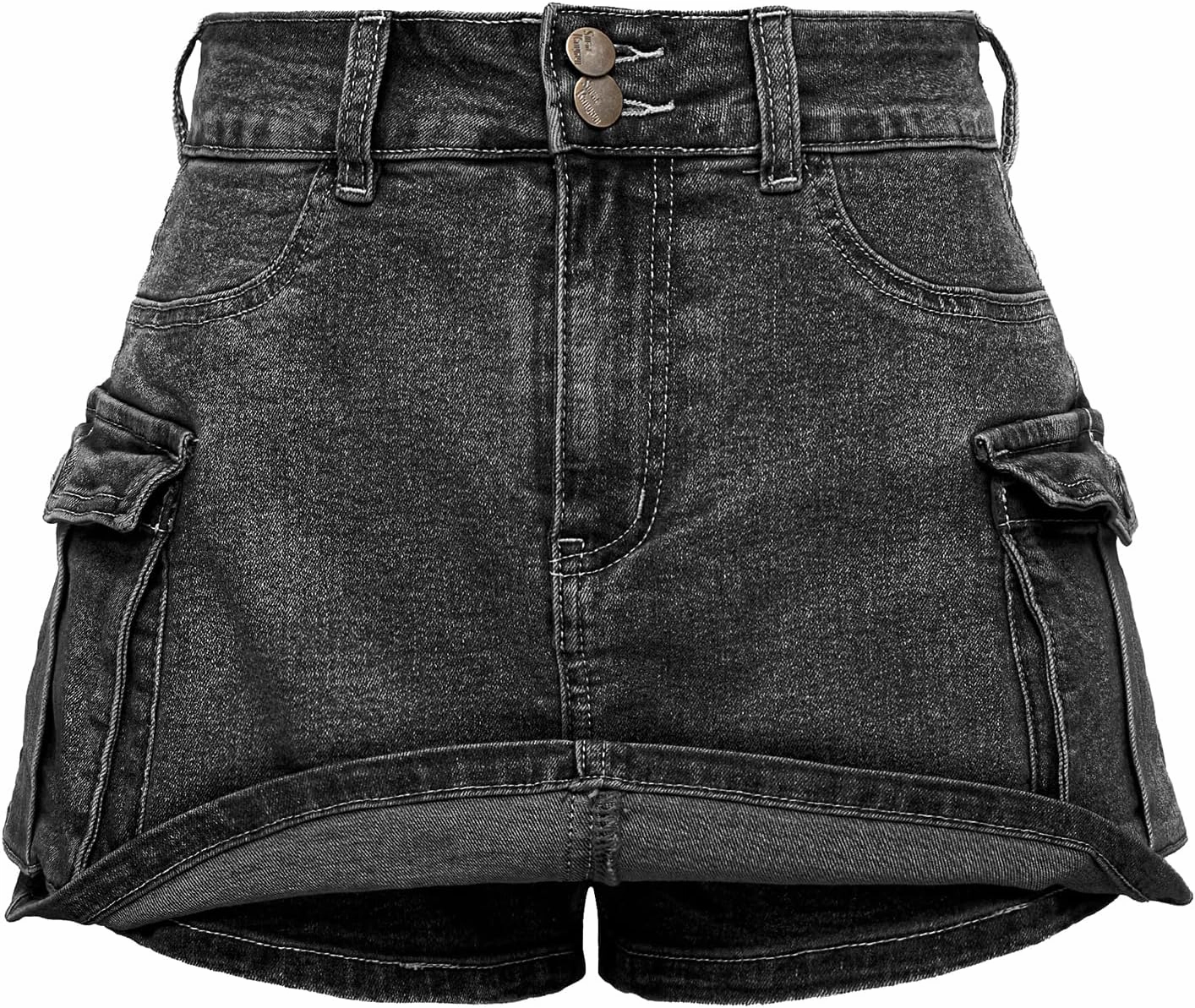 ELLEVEN High Stretchy Denim Cargo Skort for Women, High Waist, Casual Mini Y2K Jean Skirt Shorts with Pockets