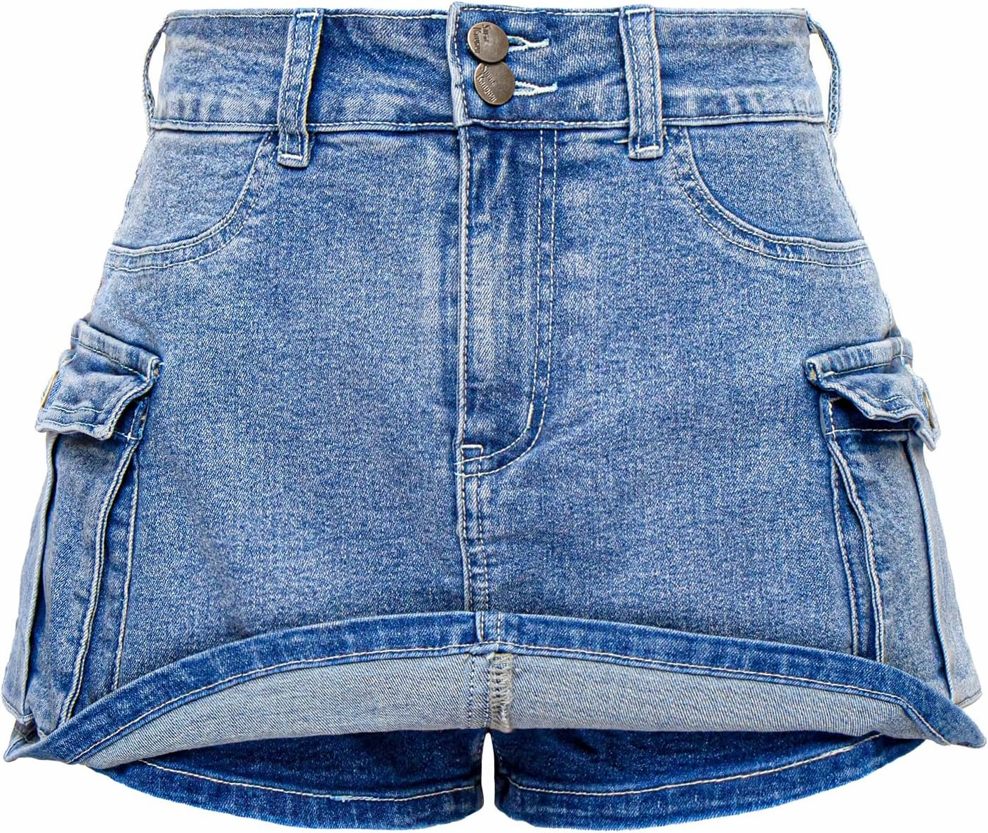 ELLEVEN High Stretchy Denim Cargo Skort for Women, High Waist, Casual Mini Y2K Jean Skirt Shorts with Pockets