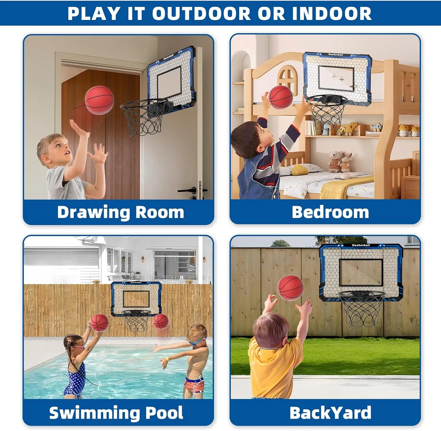 EPPO Basketball Hoop Indoor for Kids,Mini Basketball Hoop with 4 Ball,Basketball Toys for 3-12 Years Old Boys Girls