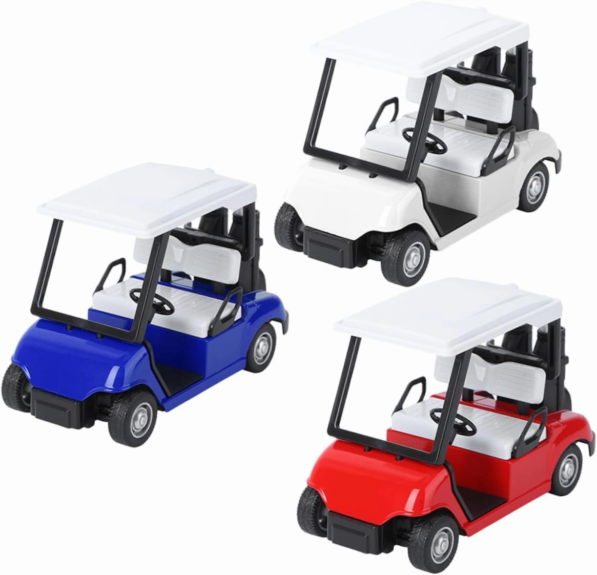 ERINGOGO 3Pcs Golf Cart Model Smooth Surface Pull Back Vehicles for Educational Lightweight Plaything for Outdoor Fun and Learning